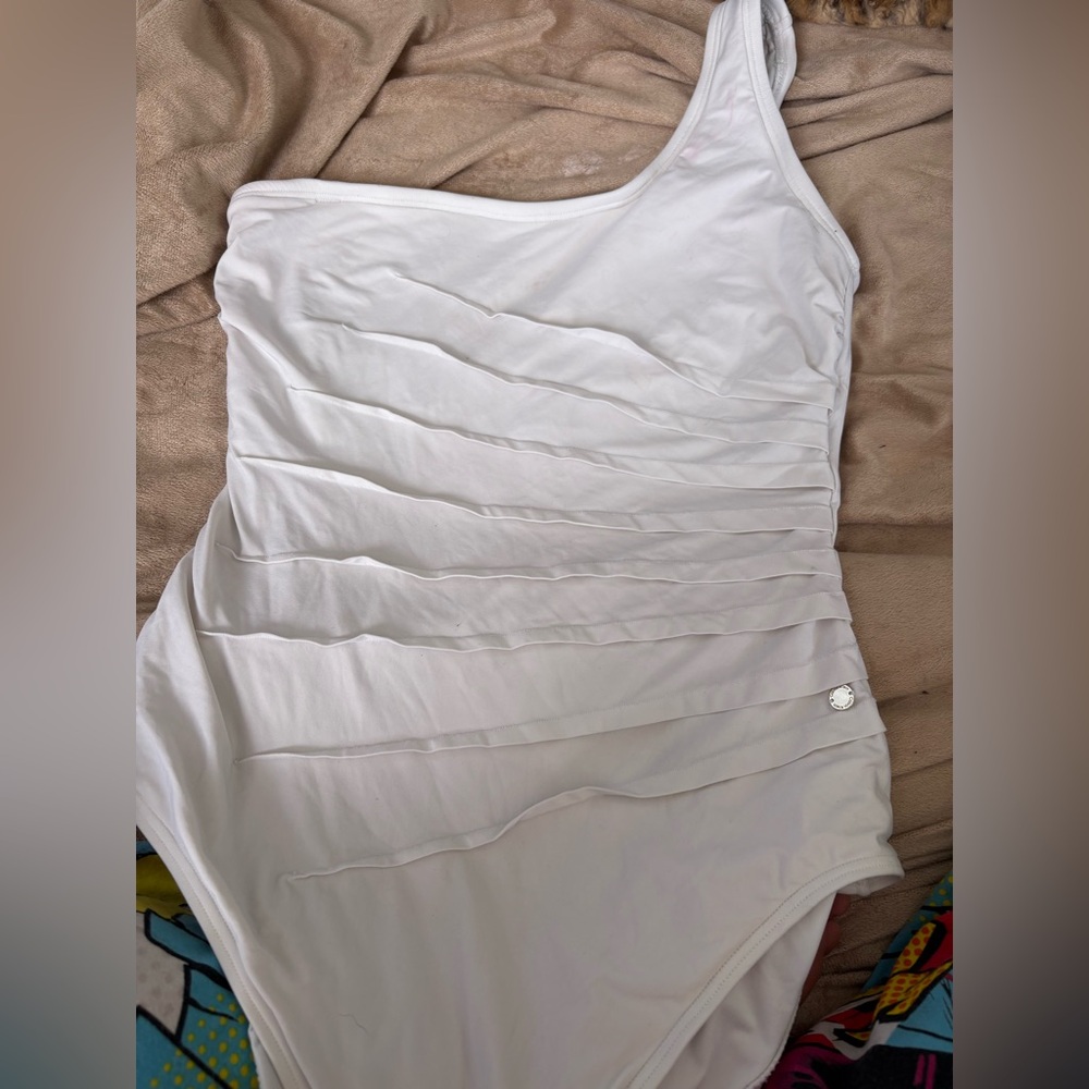 Calvin Klein White One-Shoulder Swim One Piece